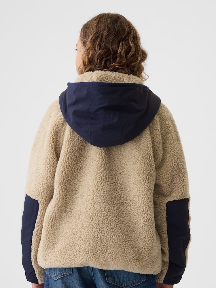 Gap Beige Sherpa Zip Up Hooded Fleece (4-13yrs) - Image 2 of 5