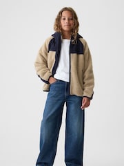 Gap Beige Sherpa Zip Up Hooded Fleece (4-13yrs) - Image 3 of 5