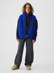 Gap Blue Sherpa Zip Up Gilet (4-13yrs) - Image 3 of 5
