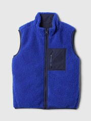 Gap Blue Sherpa Zip Up Gilet (4-13yrs) - Image 4 of 5