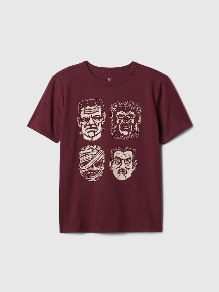 Gap Burgundy Red Long Sleeve Graphic T-Shirt (4-13yrs) - Image 1 of 3