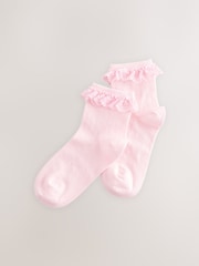 Light Pink 2 Pack Cotton Rich Ruffle Ankle Socks - Image 1 of 1