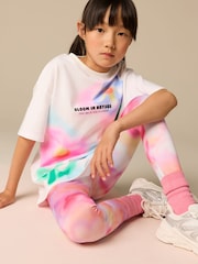 Pink Floral Graffiti T-Shirt And Sport Leggings Set (3-16yrs) - Image 2 of 9