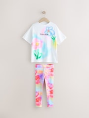 Pink Floral Graffiti T-Shirt And Sport Leggings Set (3-16yrs) - Image 6 of 9
