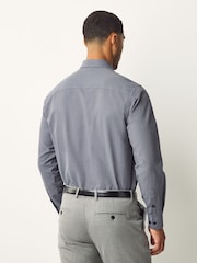 Navy Regular Fit Long Sleeve Single Cuff Textured Shirt - Image 3 of 7