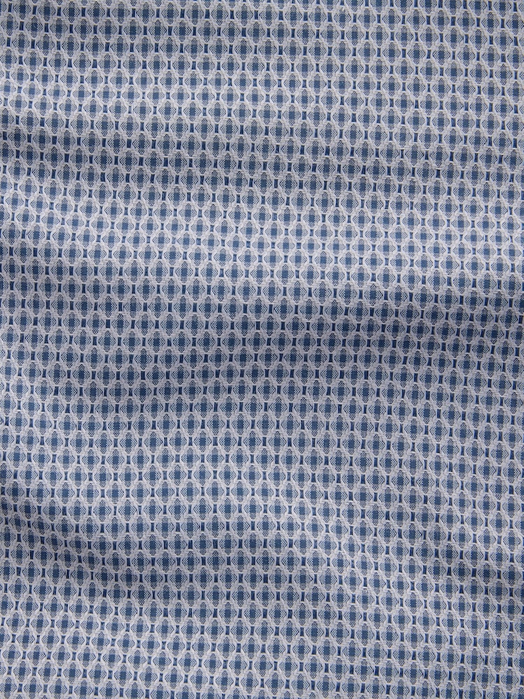 Navy Regular Fit Long Sleeve Single Cuff Textured Shirt - Image 7 of 7