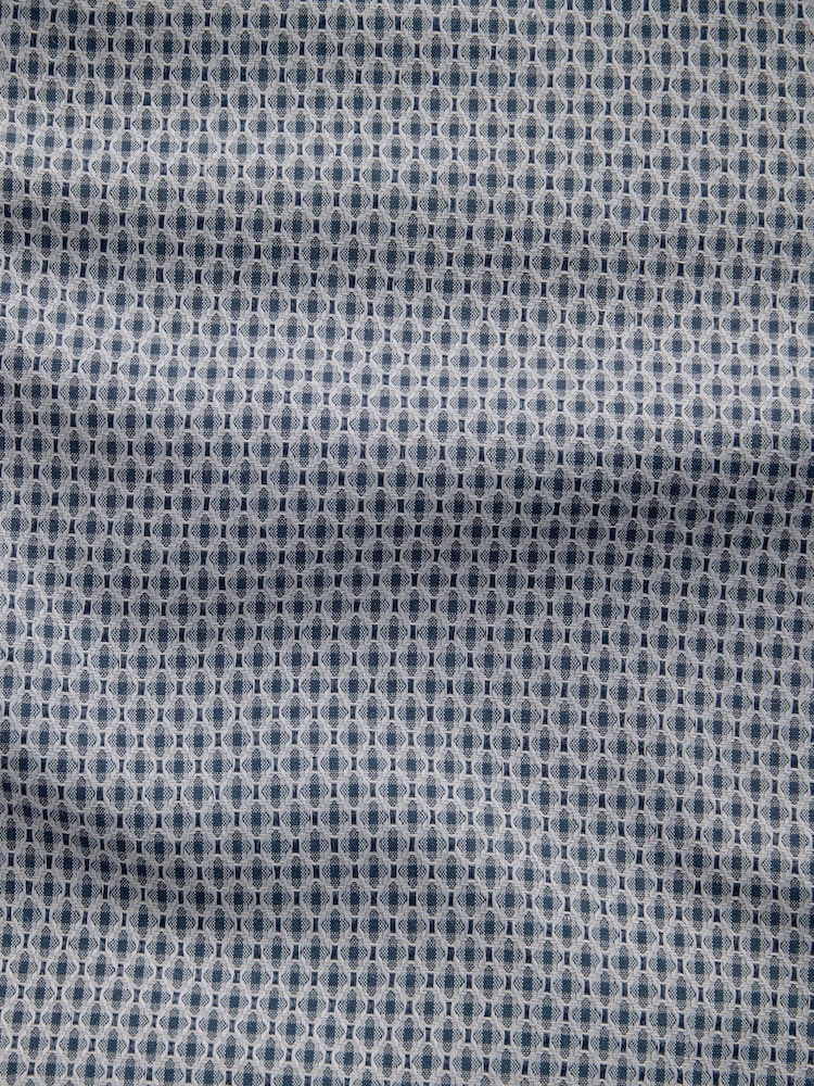 Navy Regular Fit Long Sleeve Single Cuff Cotton Rich Trimmed Textured Shirt - Image 7 of 7 Navy Regular Fit Long Sleeve Single Cuff Cotton Rich Trimmed Textured Shirt - Image 7 of 7