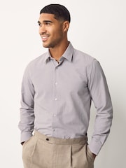 Burgundy Red Regular Fit Long Sleeve Single Cuff Textured Shirt - Image 1 of 6