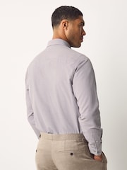 Burgundy Red Regular Fit Long Sleeve Single Cuff Textured Shirt - Image 2 of 6