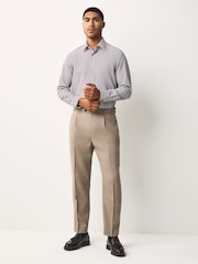Burgundy Red Regular Fit Long Sleeve Single Cuff Textured Shirt - Image 4 of 6