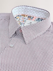 Burgundy Red Regular Fit Long Sleeve Single Cuff Textured Shirt - Image 5 of 6