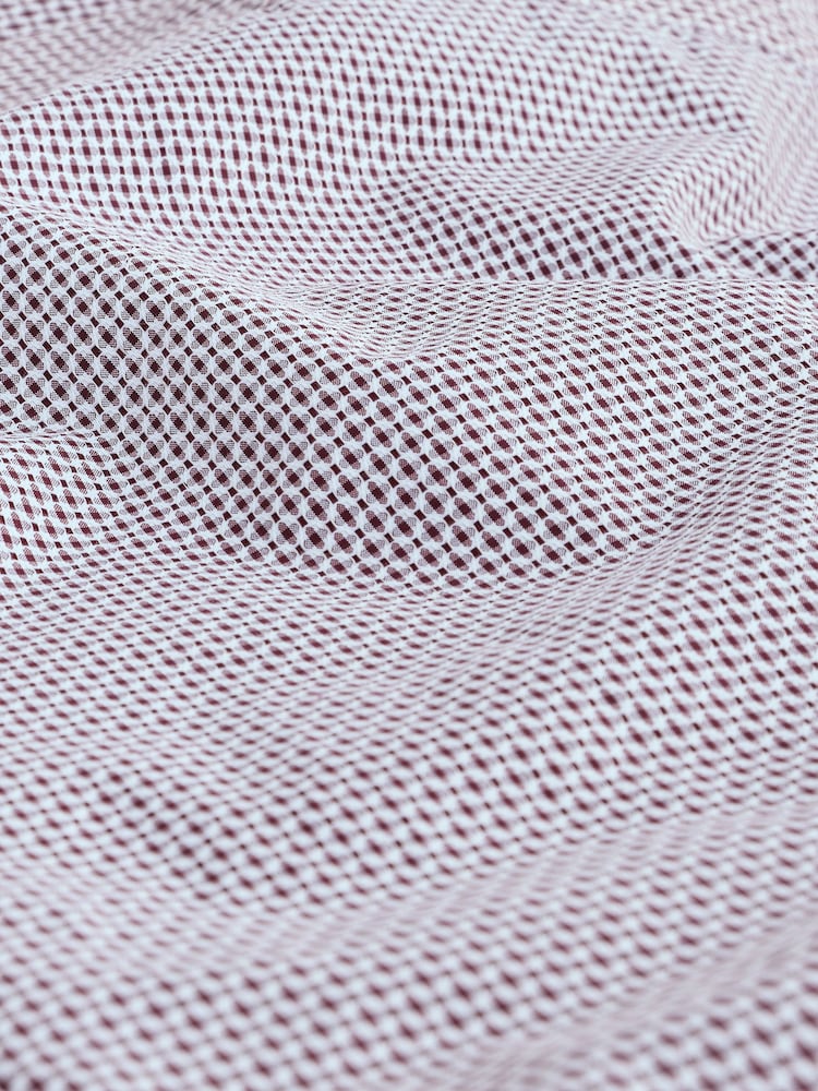 Burgundy Red Regular Fit Long Sleeve Single Cuff Textured Shirt - Image 6 of 6
