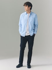Light Blue Stripe 100% Cotton Relaxed Fit Long Sleeve Shirt - Image 2 of 7