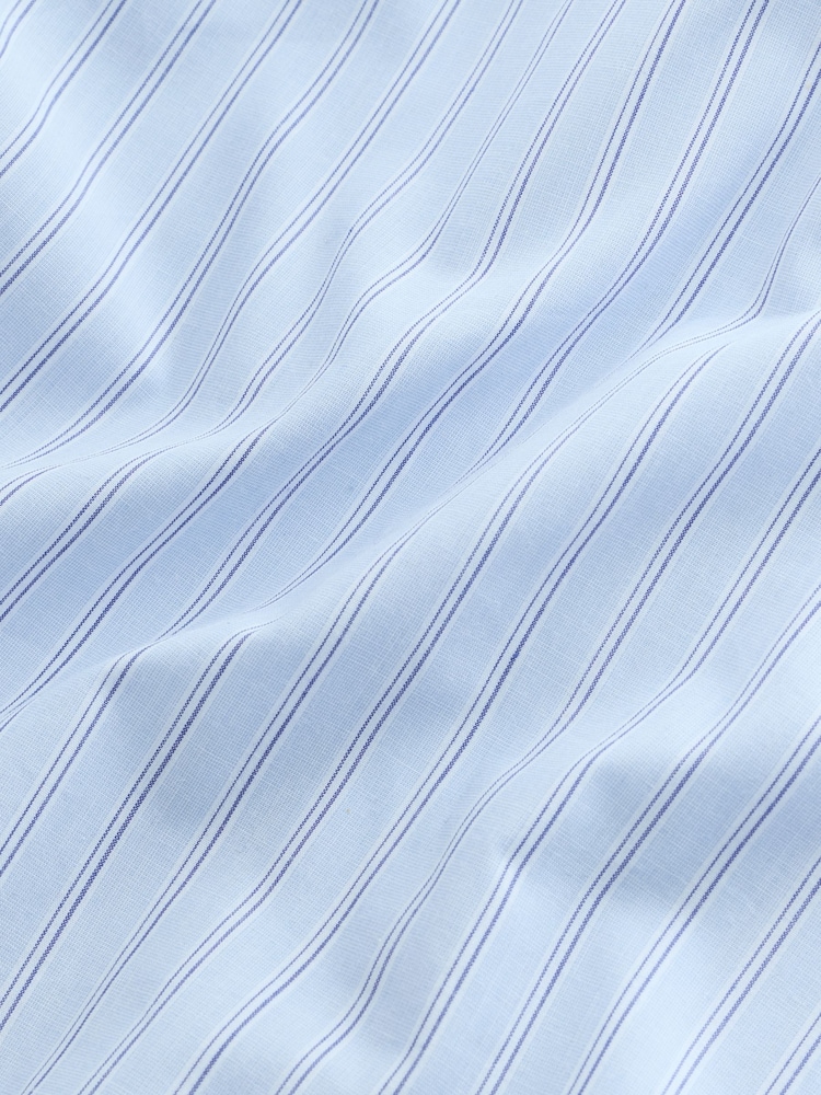 Light Blue Stripe 100% Cotton Relaxed Fit Long Sleeve Shirt - Image 7 of 7