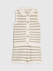 River Island Cream Stripe Button Waistcoat & Short Set - Image 3 of 5