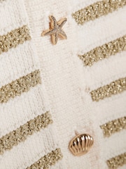 River Island Cream Stripe Button Waistcoat & Short Set - Image 4 of 5