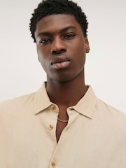 River Island Natural Long Sleeve Linen Blend Shirt - Image 2 of 4