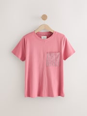 Black/Pink Stripe Short Sleeve 100% Cotton Pyjama Sets 2 Pack - Image 8 of 11