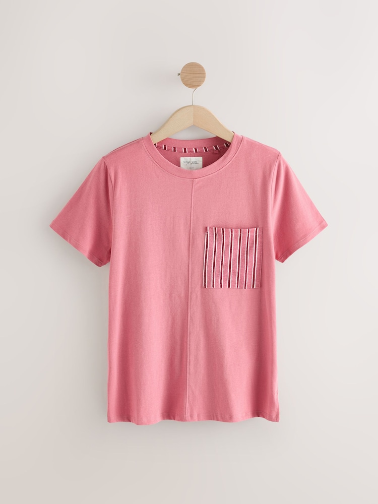 Black/Pink Stripe Short Sleeve 100% Cotton Pyjama Sets 2 Pack - Image 8 of 11