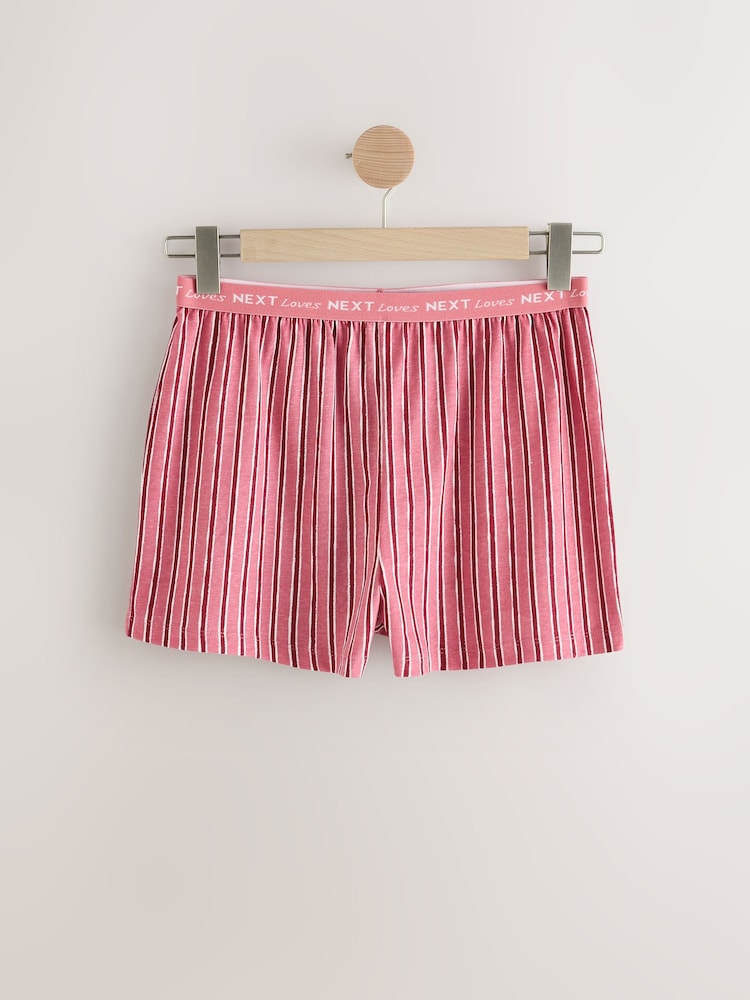 Black/Pink Stripe Short Sleeve 100% Cotton Pyjama Sets 2 Pack - Image 9 of 11