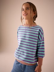 Синяя/пурпурная - Stripe 100% Cotton Sweatshirt (3-16yrs) - Изображение 1 из 7