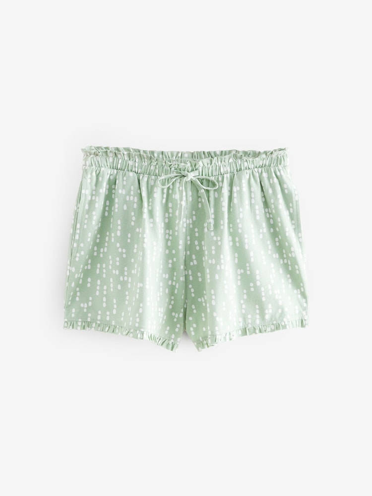 Buy Green/Oatmeal Spot Frill Vest Short Set Pyjamas pack from