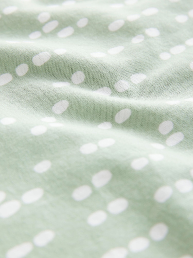 Green/Oatmeal Spot Frill Vest Short Set Pyjamas 2 pack - Image 13 of 13