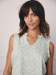 Green/Oatmeal Spot Frill Vest Short Set Pyjamas 2 pack - Image 6 of 13