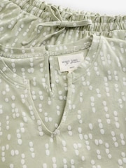 Sage Green Spot 100% Cotton Frill Vest Short Set Pyjamas - Image 9 of 9