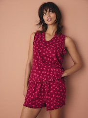 Berry Heart 100% Cotton Frill Vest Short Set Pyjamas - Image 1 of 10