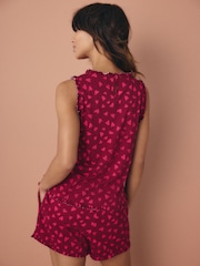Berry Heart 100% Cotton Frill Vest Short Set Pyjamas - Image 3 of 10