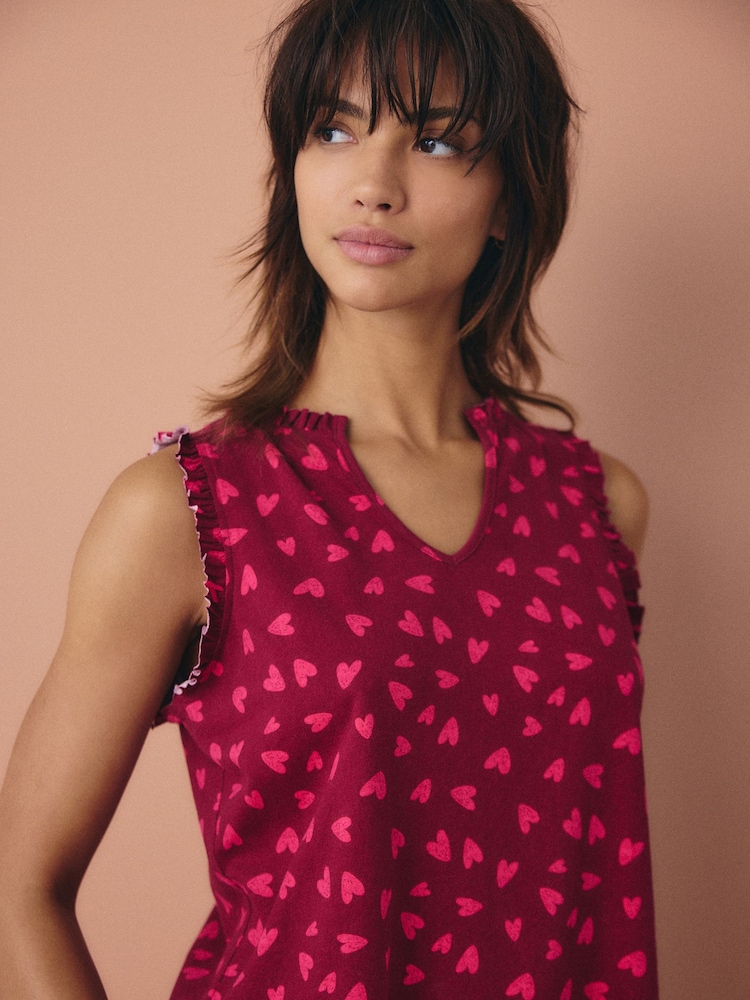 Berry Heart 100% Cotton Frill Vest Short Set Pyjamas - Image 4 of 10