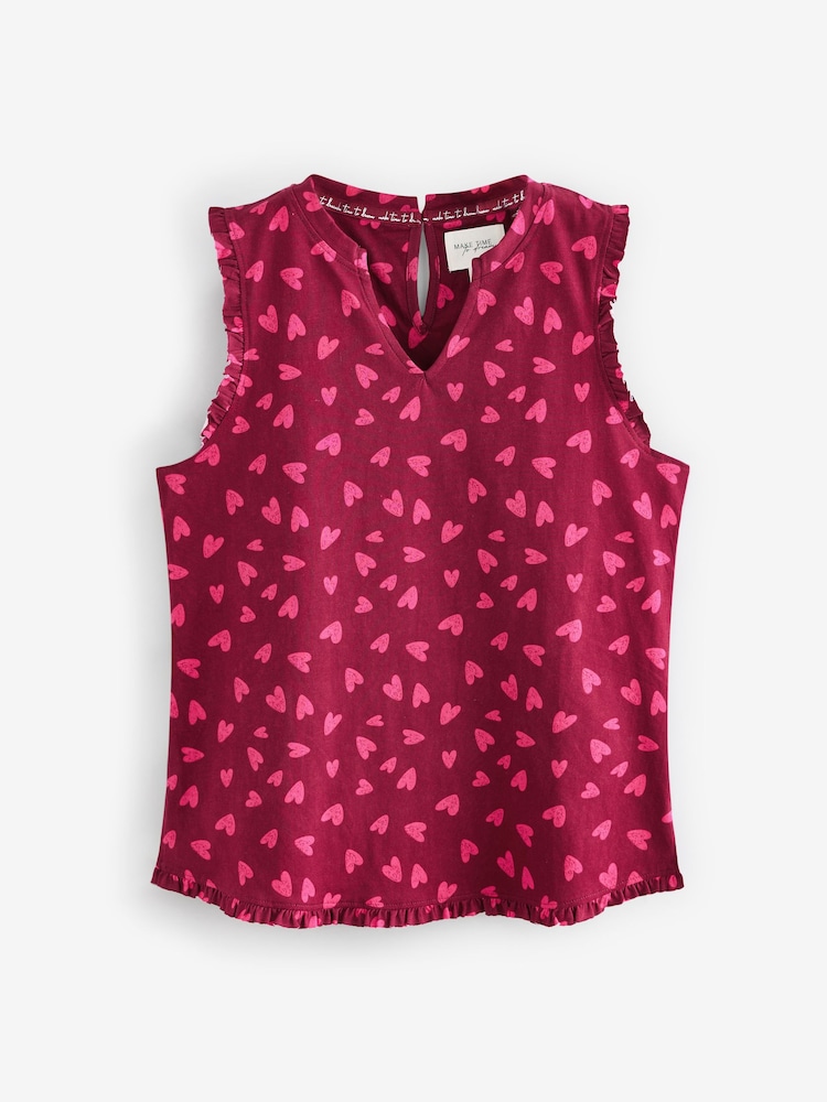 Berry Heart 100% Cotton Frill Vest Short Set Pyjamas - Image 7 of 10