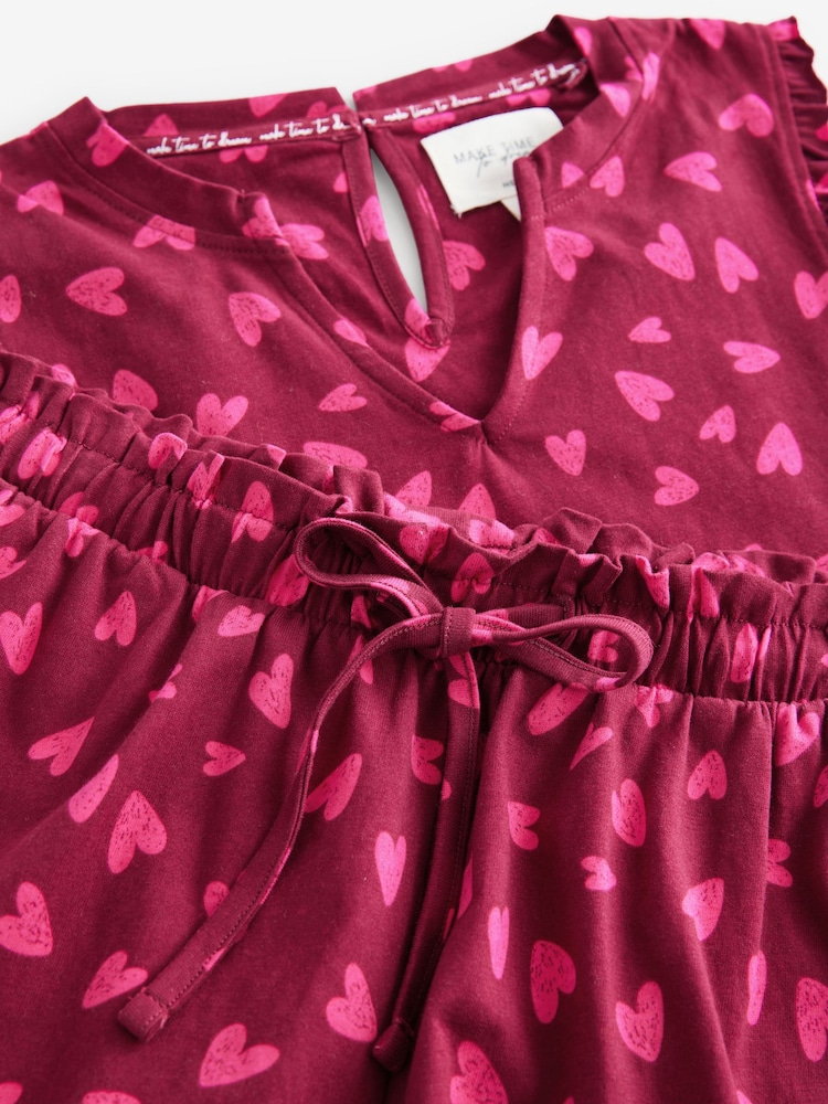 Berry Heart 100% Cotton Frill Vest Short Set Pyjamas - Image 9 of 10