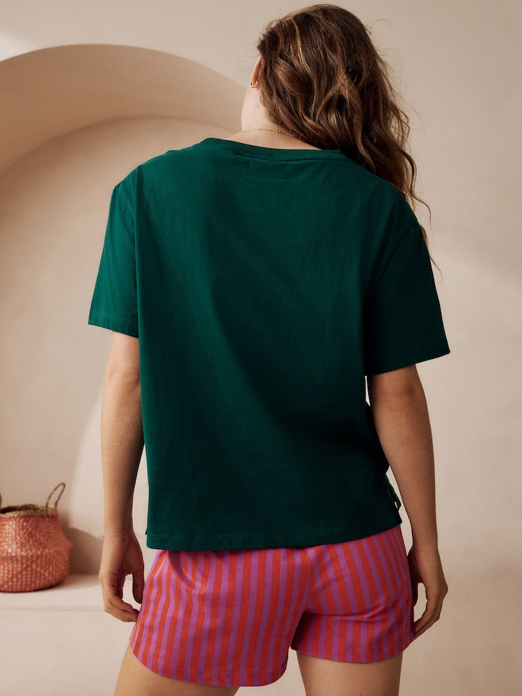 Green Coffee 100% Cotton Graphic Short Sleeve Pyjamas - Image 3 of 10