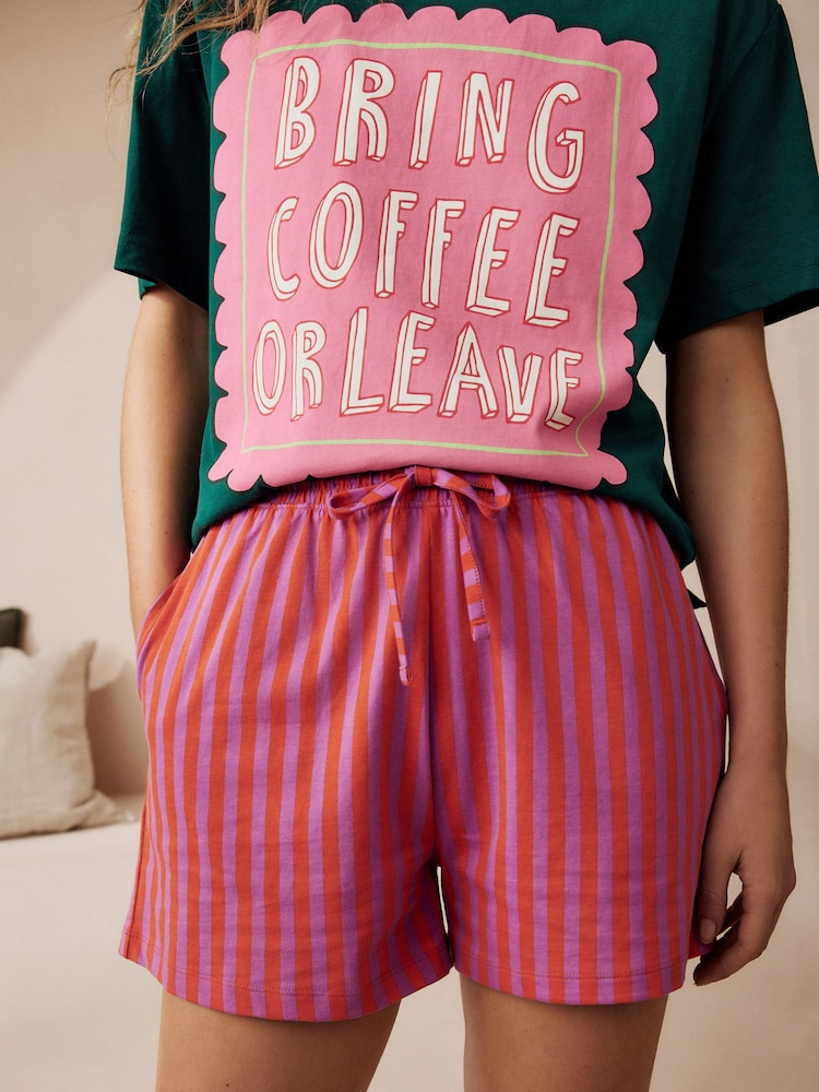 Green Coffee 100% Cotton Graphic Short Sleeve Pyjamas - Image 5 of 10