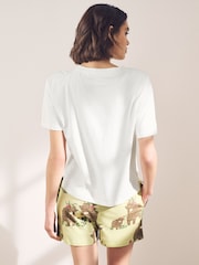 Cream/Green Hamish the Highland Cow 100% Cotton Short Sleeve Pyjamas - Image 3 of 10