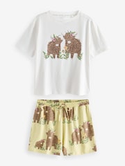 Cream/Green Hamish the Highland Cow 100% Cotton Short Sleeve Pyjamas - Image 6 of 10