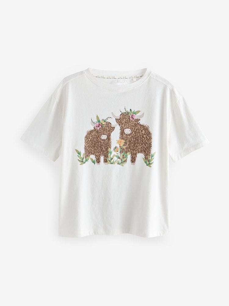 crème/vert - Pyjama Hamish the Highland Cow 100% coton à manches courtes - Image 7 of 10