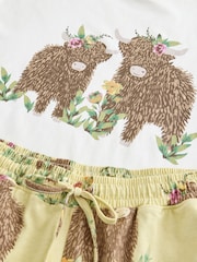 Cream/Green Hamish the Highland Cow 100% Cotton Short Sleeve Pyjamas - Image 9 of 10