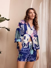 Blue Houses Button Through Short Set Pyjamas - Image 1 of 11