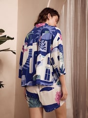 Blue Houses Button Through Short Set Pyjamas - Image 3 of 11