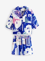 Blue Houses Button Through Short Set Pyjamas - Image 7 of 11