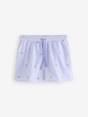 Azul con palmeras - Conjunto de pijama corto de algodón 100 % texturizado - Imagen 13 de 15