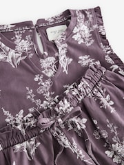 Purple Floral 100% Cotton Frill Vest Short Set Pyjamas - Image 10 of 11