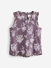 Purple Floral 100% Cotton Frill Vest Short Set Pyjamas - Image 8 of 11
