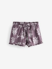 Purple Floral 100% Cotton Frill Vest Short Set Pyjamas - Image 9 of 11