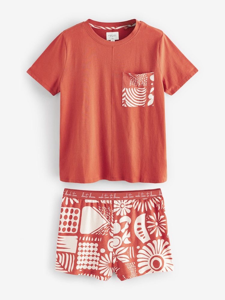 Rostbraun Abstrakt - Kurzes Pyjamaset - Bild 1 von 5 Rostbraun Abstrakt - Kurzes Pyjamaset - Bild 1 von 5