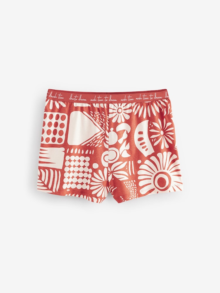 Rust Brown Abstract Short Set Pyjamas - Image 3 of 5