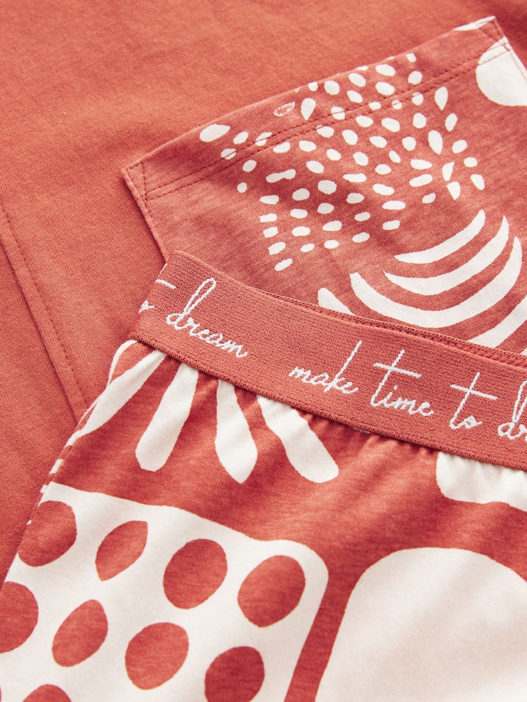 Rust Brown Abstract Short Set Pyjamas - Image 4 of 5